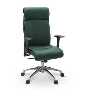 Кресло офисное Dark (подлокотники 3D) натуральная кожа с компаньоном / зеленая NL30 в Салехарде