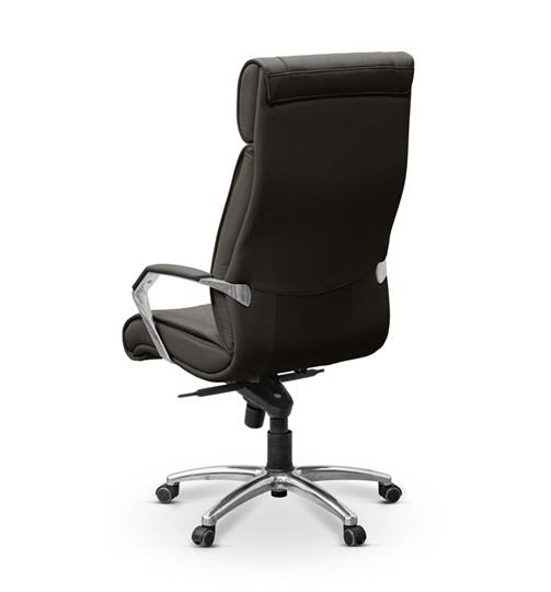Кресло в офис Олимп X (подлокотники хромированные) экокожа премиум / черная CN1114 в Салехарде - изображение 4