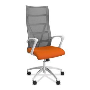 Кресло для руководителя Топ X белый каркас, сетка/ткань TW / серая/оранжевая в Салехарде - предосмотр