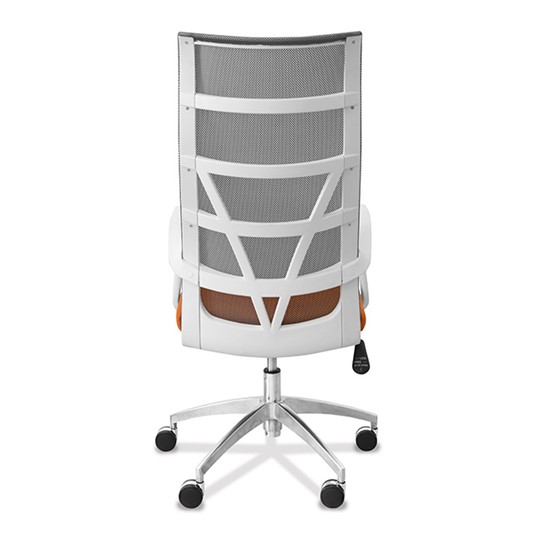 Кресло для руководителя Топ X белый каркас, сетка/ткань TW / серая/оранжевая в Салехарде - изображение 5