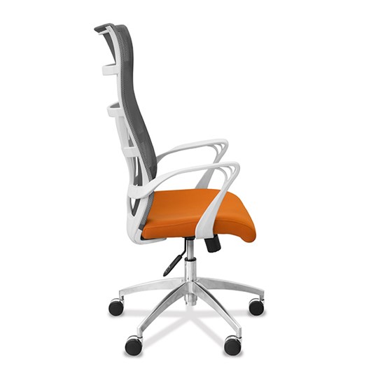 Кресло для руководителя Топ X белый каркас, сетка/ткань TW / серая/оранжевая в Салехарде - изображение 7
