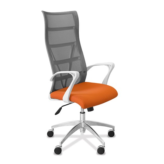 Кресло для руководителя Топ X белый каркас, сетка/ткань TW / серая/оранжевая в Салехарде - изображение 8