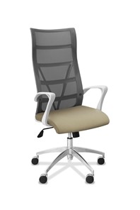 Офисное кресло Топ X белый каркас, сетка/ткань TW / серая/светло-серая в Салехарде - предосмотр
