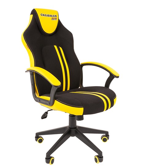 Кресло игровое CHAIRMAN GAME 26  Экокожа - Ткань стандарт. Черный/желтый в Салехарде - изображение 1