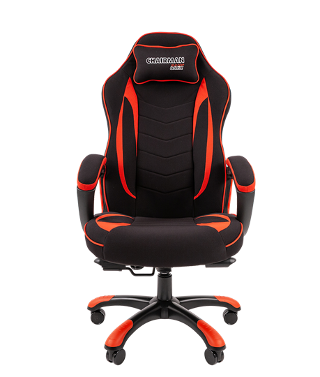 Кресло игровое CHAIRMAN GAME 28 Полиэстер комбинированная ткань красный/черный в Салехарде - изображение 2