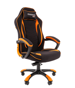 Кресло игровое CHAIRMAN GAME 28 Полиэстер комбинированная ткань оранжевый/черный в Новом Уренгое - предосмотр 1