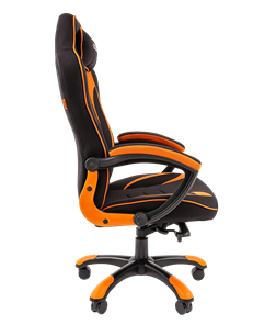 Кресло игровое CHAIRMAN GAME 28 Полиэстер комбинированная ткань оранжевый/черный в Салехарде - предосмотр 3