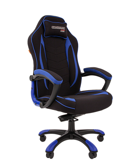 Кресло игровое CHAIRMAN GAME 28 Полиэстер комбинированная ткань синий/черный в Лабытнанги - изображение 1