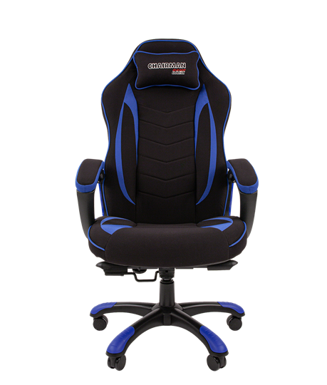 Кресло игровое CHAIRMAN GAME 28 Полиэстер комбинированная ткань синий/черный в Тарко-Сале - изображение 2