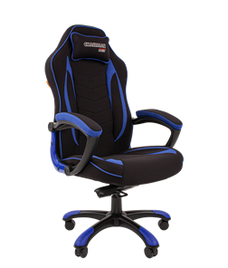 Кресло игровое CHAIRMAN GAME 28 Полиэстер комбинированная ткань синий/черный в Губкинском