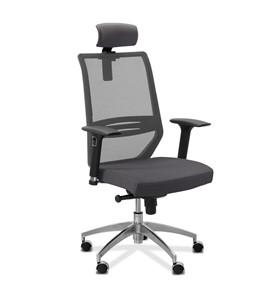 Кресло в офис Aero lux с подголовником, сетка/ткань Сахара / серая/серая в Салехарде