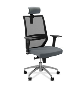 Офисное кресло для руководителя Aero lux с подголовником, сетка/ткань TW / черная/ серая в Салехарде