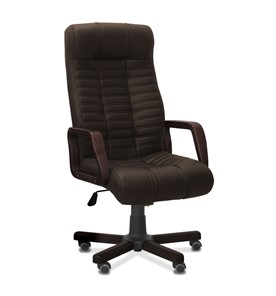 Офисное кресло Атлант W, экокожа премиум / тёмно-коричневая CN1113/ дерево - венге в Губкинском