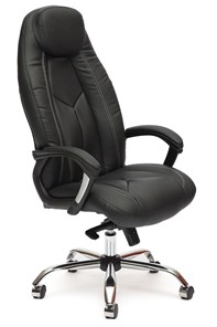 Офисное кресло BOSS Lux, кож/зам, черный/черный перфорированный, арт.9160 в Салехарде