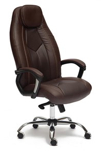 Офисное кресло BOSS Lux, кож/зам, коричневый/коричневый перфорированный, арт.9816 в Надыме