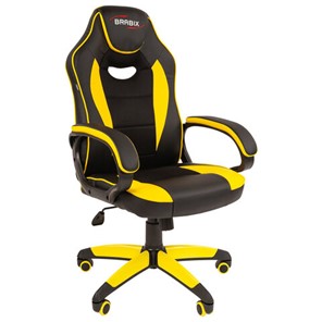 Кресло для приемных и переговорных BRABIX "Blaze GM-162", TW/экокожа, черное/желтое, 532579, 7083507 в Салехарде