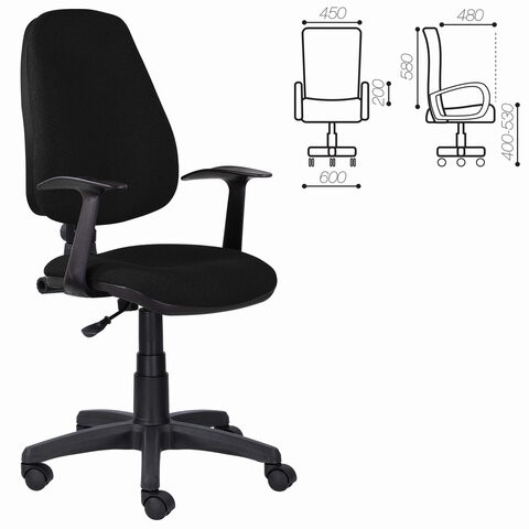 Кресло офисное Brabix Comfort MG-321, регулируемая эргономичная спинка, ткань, черное в Ноябрьске - изображение 5