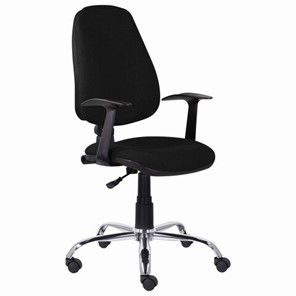 Офисное кресло BRABIX "Comfort MG-322", хром, регулируемая эргономичная спинка, ткань, черное, 532558 в Салехарде
