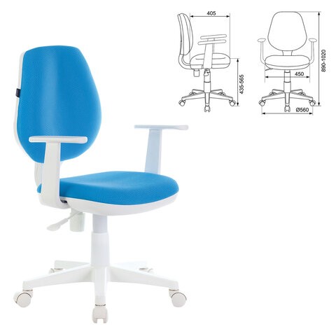 Компьютерное кресло Brabix Fancy MG-201W (с подлокотниками, пластик белый, голубое) 532411 в Ноябрьске - изображение 4