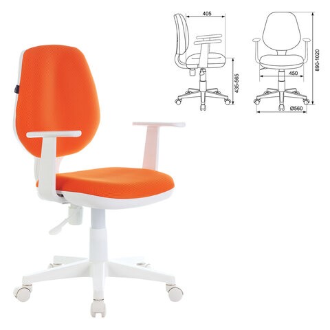 Кресло офисное Brabix Fancy MG-201W (с подлокотниками, пластик белый, оранжевое) 532410 в Тарко-Сале - изображение 3