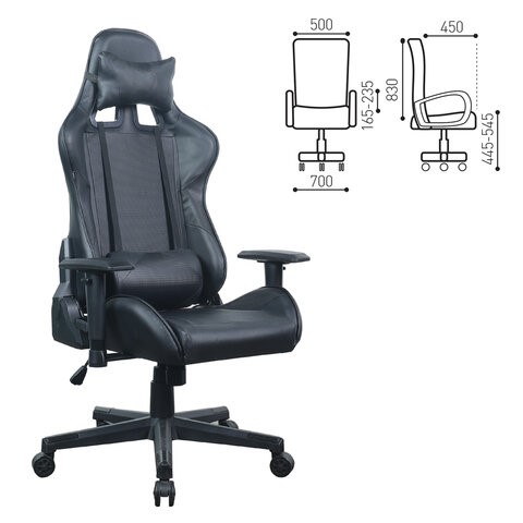 Кресло Brabix GT Carbon GM-115 (две подушки, экокожа, черное) 531932 в Надыме - изображение 15