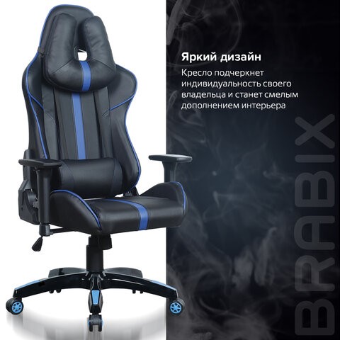 Офисное кресло BRABIX "GT Carbon GM-120", две подушки, экокожа, черное/синее, 531930 в Салехарде - изображение 18