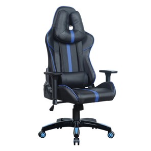 Офисное кресло BRABIX "GT Carbon GM-120", две подушки, экокожа, черное/синее, 531930 в Муравленко