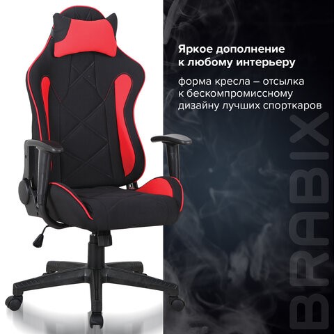 Офисное кресло Brabix GT Racer GM-100 (подушка, ткань, черное/красное) 531820 в Лабытнанги - изображение 9