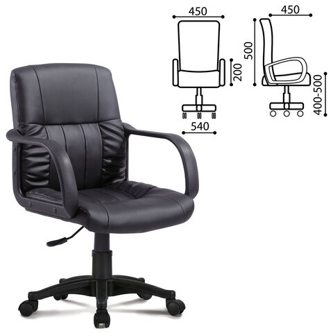 Кресло компьютерное BRABIX "Hit MG-300", с подлокотниками, экокожа, черное, 530864 в Надыме - изображение 1