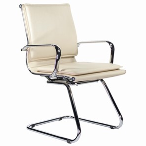 Кресло для приемных и переговорных BRABIX "Kayman CF-102", экокожа, хром, бежевое, 532573 в Новом Уренгое
