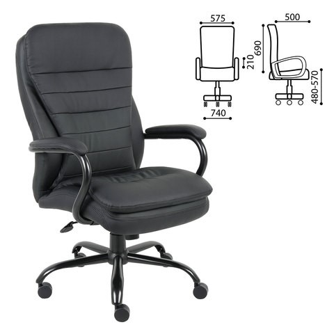 Офисное кресло BRABIX PREMIUM "Heavy Duty HD-001", усиленное, НАГРУЗКА до 200 кг, экокожа, 531015 в Салехарде - изображение 1