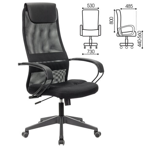Кресло офисное Brabix Premium Stalker EX-608 PL (ткань-сетка/кожзам, черное) 532090 в Надыме - изображение 11