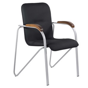 Офисное кресло BRABIX "Samba CF-104", серый каркас, накладки "орех", кожзам черный, собрано, 532759 в Надыме