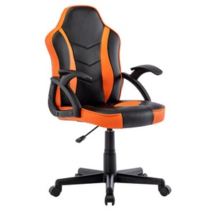 Кресло компьютерное BRABIX "Shark GM-203", экокожа, черное/оранжевое, 532513 в Надыме - предосмотр