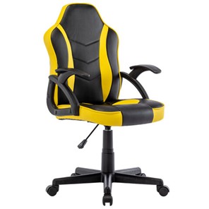 Кресло компьютерное BRABIX "Shark GM-203", экокожа, черное/желтое, 532514 в Надыме