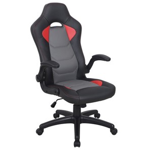 Офисное кресло BRABIX "Skill GM-005", откидные подлокотники, экокожа, черное/красное, 532496 в Лабытнанги