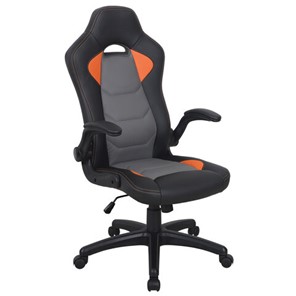Офисное кресло BRABIX "Skill GM-005", откидные подлокотники, экокожа, черное/оранжевое, 532495 в Новом Уренгое