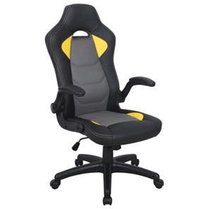 Офисное кресло BRABIX "Skill GM-005", откидные подлокотники, экокожа, черное/желтое, 532494 в Лабытнанги