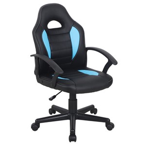 Офисное кресло BRABIX "Spark GM-201", экокожа, черное/голубое, 532505 в Надыме
