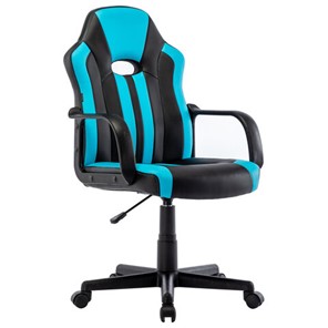 Кресло компьютерное BRABIX "Stripe GM-202", экокожа, черное/голубое, 532509 в Надыме