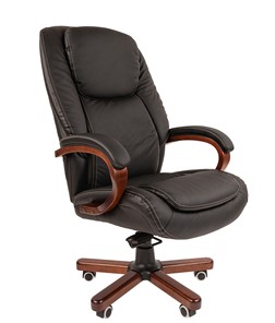 Кресло офисное CHAIRMAN 408 кожа черная в Губкинском