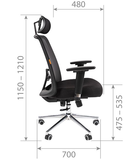 Кресло офисное CHAIRMAN 535 LUX сетчатый акрил черный / полиэстер черный в Лабытнанги - изображение 5