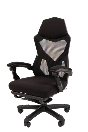Кресло компьютерное CHAIRMAN 571 с подставкой для ног , Сетчатый акрил черный / Полиэстер черный в Салехарде - изображение 5