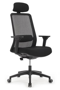 Кресло офисное Design WORK W-218C, Чёрный пластик/Чёрная сетка в Салехарде
