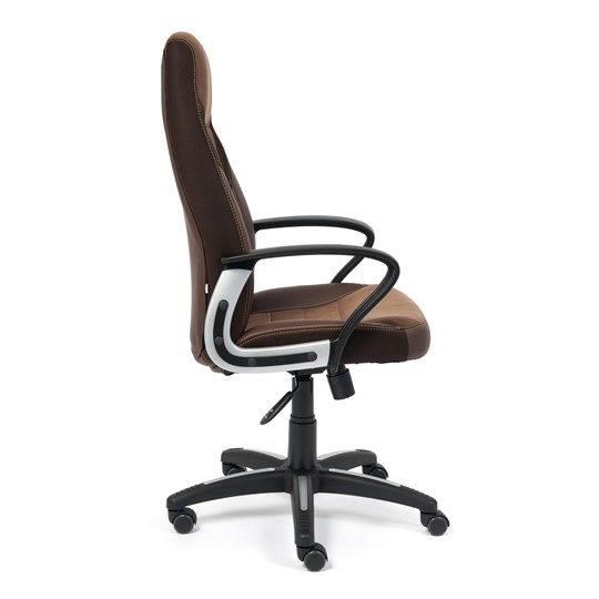 Кресло офисное INTER кож/зам/флок/ткань, коричневый, 36-36/6/TW-24 арт.15028 в Салехарде - изображение 2