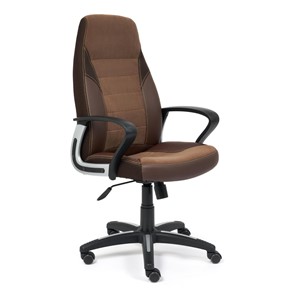 Кресло офисное INTER кож/зам/флок/ткань, коричневый, 36-36/6/TW-24 арт.15028 в Салехарде - предосмотр
