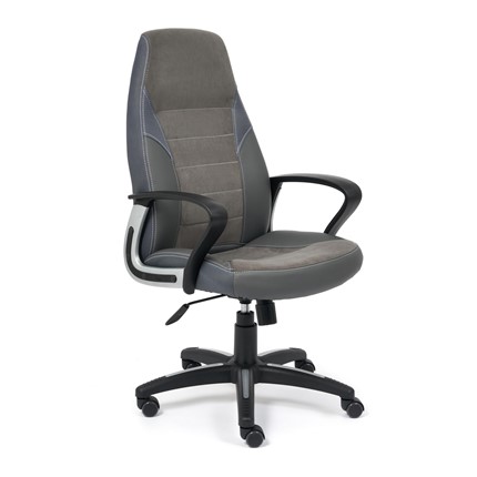 Компьютерное кресло INTER кож/зам/флок/ткань, серый/металлик, C-36/29/TW-12 арт.15029 в Салехарде - изображение