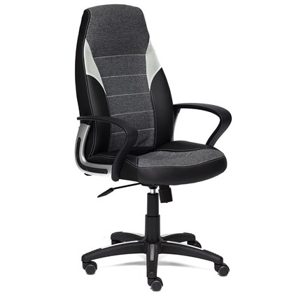 Компьютерное кресло INTER кож/зам/ткань, черный/серый/серый, 36-6/207/14 арт.12017 в Салехарде - изображение
