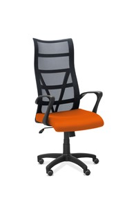 Кресло для персонала Топ, сетка/ткань TW / черная/ оранжевая в Новом Уренгое