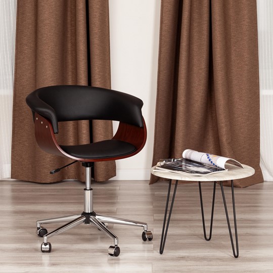 Кресло офисное VIMTA орех, кож/зам черный, арт.13663 в Салехарде - изображение 11